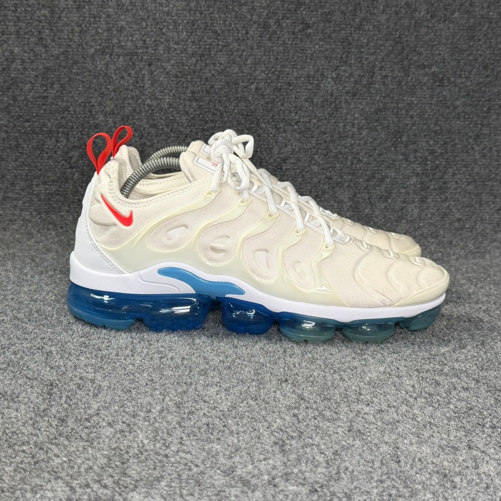 Nike Air VaporMax Plus Running Shoes Men's 12 White Red Blue Athletic Sneakers
